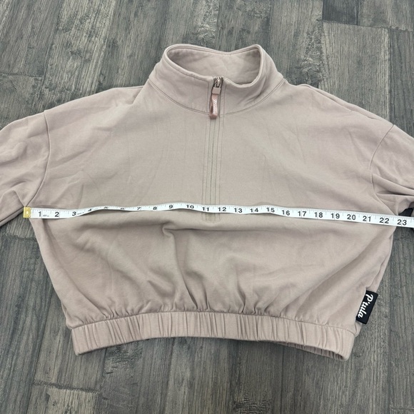 P’tula Mara Scrunch Crop Sweatshirt Beige Tan Size Large - Picture 7 of 10